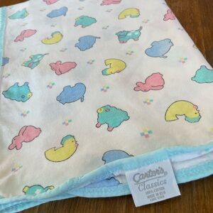 Vintage Carter’s Classics Baby Blanket Pastel Animals Ducks Bunny 100% Cotton